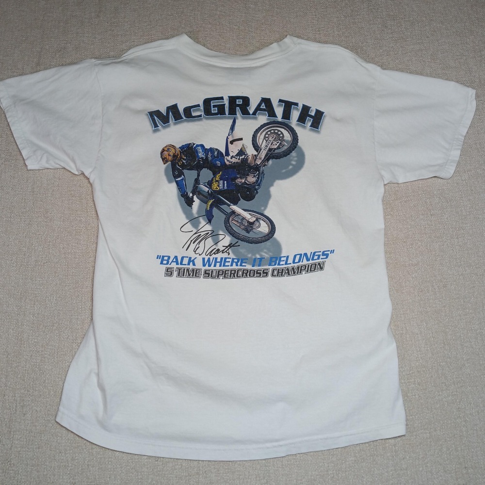 VTG 1998 No Fear Jeremy McGrath Racing T-Shirt XL White Motocross Supercross